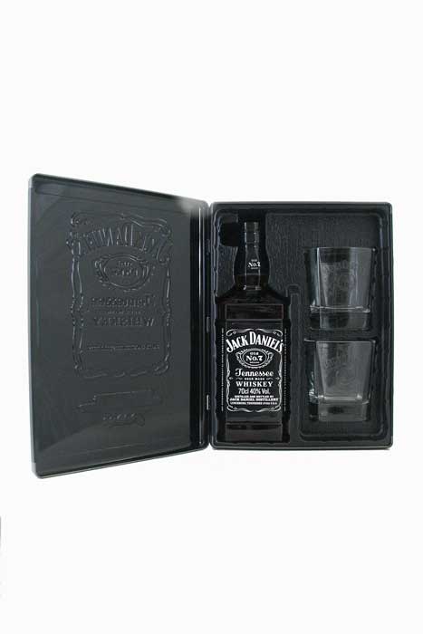 Geaccepteerd Tijd Uitwerpselen Jack Daniels cadeauverpakking blik met 2 glazen | slijterij Lenten -  Slijterij Lenten